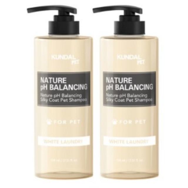 쿤달 네이처 pH 밸런싱 실키 코트 애견 샴푸 화이트런더리향, 518ml, 2개