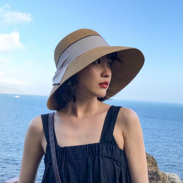 김나영 와이드 챙 넓은 여성 벙거지 밀짚 그늘막 모자