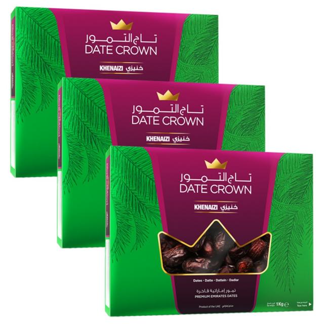 DATECROWN KHENAIZI 대추야자 데이트크라운 케네지 1KG UAE, 1KG 3개