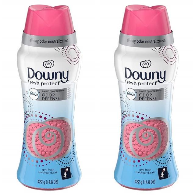 다우니 섬유 유연제 422g 2팩 프레쉬 프로텍트 페브리즈 향 Downy Fresh Protect with Febreze In-Wash Scent Beads April Fresh 14.8 Ounce, 1set