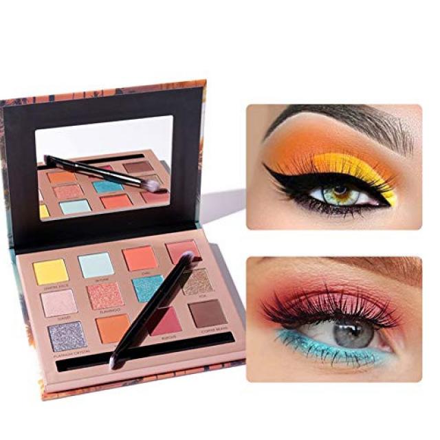 Eyeshadow Palette Makeup 12 Colors High Pigmented Makeup Palette Easy to Blend Color Shimmers Eyeshadow Sweatproof and Waterproof Cosmetic Shad, 본문참고, 본문참고