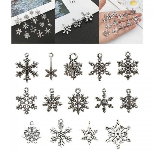 FWT 눈송이 크리스마스 펜던트 골동품 DIY 팔찌 목걸이