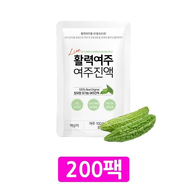 무농약 특허공법으로 여주즙 200팩 내몸애 쓴맛없이, 단일상품, 내몸애여주즙_90ml X 200팩, 본상품선택