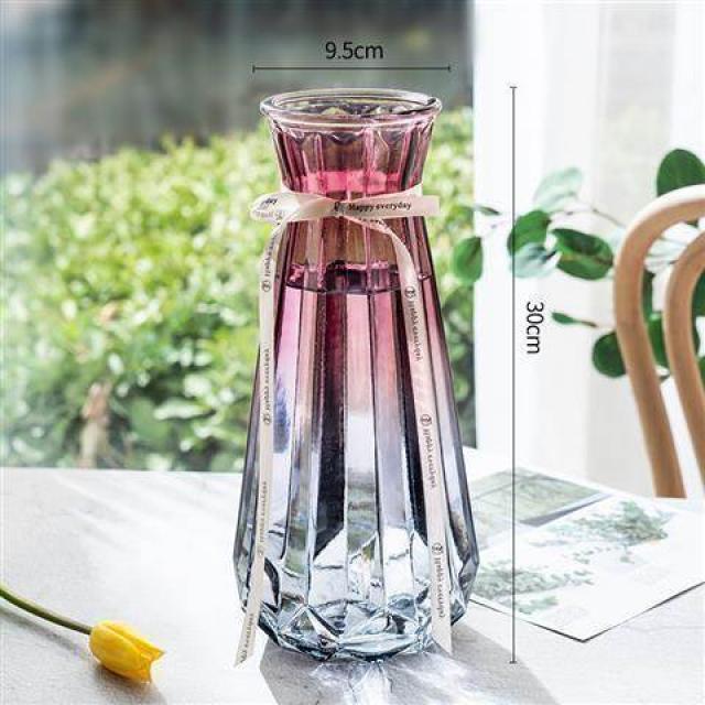 칼라유리 꽃병 특대사이즈 유러피안 유리화병 부귀죽을 물에 불리다 백합 투명 거실인테리어 수반 2782024714, 30 센치 호박 레드 그레이 한 개