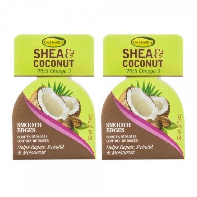 Shea & Coconut Smooth Edges 모발 트리트먼트 트리트먼트 천연 곱슬 모발 제어를위한 유연한 홀드-Omega 3 Sulfa, 단일상품