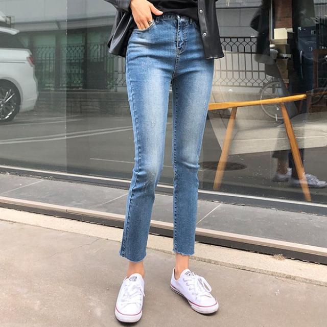 바잉몰 여성용 세련미 스판 슬림 일자청바지