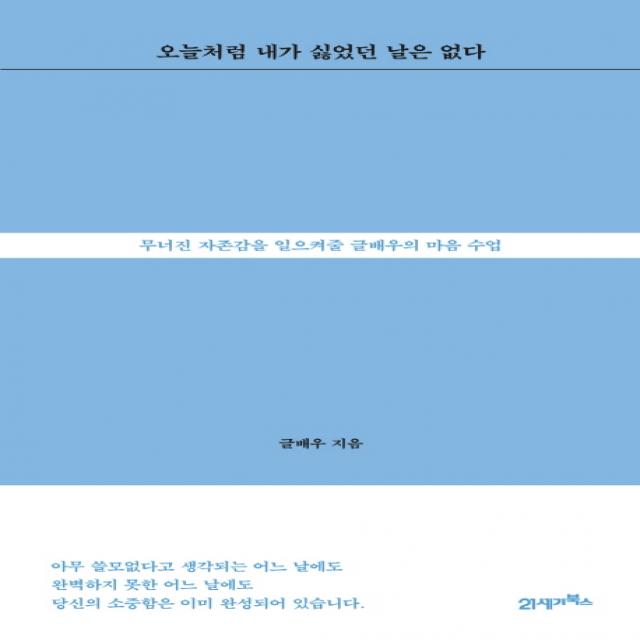 오늘처럼 내가 싫었던 날은 없다:무너진 자존감을 일으켜줄 글배우의 마음 수업, 21세기북스