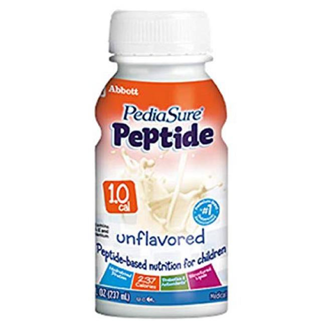 Pediasure Peptide 1.0 Unflavored Bottles 24 X 8oz Case 소아마비 펩타이드 1.0 Unflavored Bottles 24 X 226.8g, 1