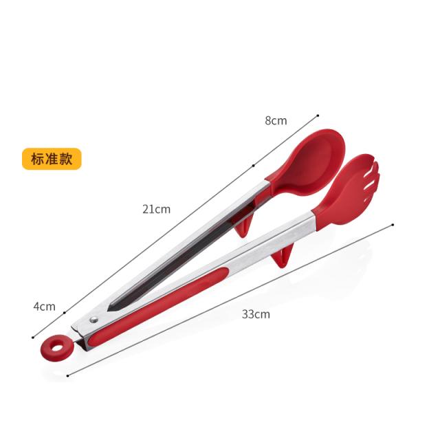 뷰티풀코리아 집게대클립 부드럽다 개선함 실리콘 고기를굽다 주방 키친 음식집게 음식을 집다 가정용 지지다 큐 전용, 표준형 （우아한 레드 ）