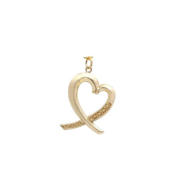 Pori 보석상 14K 단단한 노란 금 심혼 매력 펜던트 유효한 다수 작풍