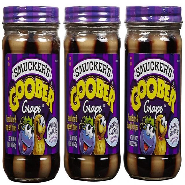 18 Ounce Smucker's Goober PB Grape Jelly Stripes - 18 oz - 3 pk 510.3g 스 머커의 구버 PB 및 포도 젤리 줄무늬-51, 1