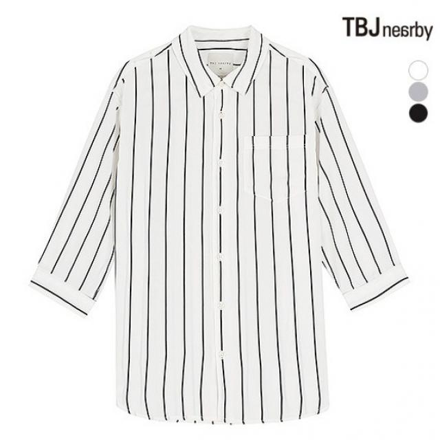 TBJ 티비제이-초특가전-[최초 50% 판매] 남성 7부 폴리 루즈핏 스트라이프 셔츠 남자 여름 하늘거리는 시원한 남방 셔켓 [잔여수량 초특가할인