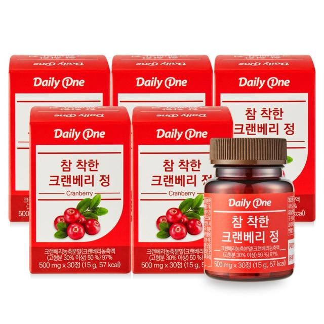데일리원 참 착한 크랜베리 정, 5통, 30정