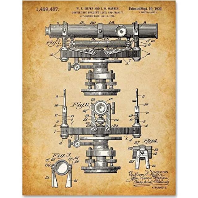 컨버터블 건축가 수준 - 11x14 불공정 특허 인쇄 - 직원 엔지니어 계약자 및 건축가 측정을위한 훌륭한 선물을 제공합니다., 본상품, 본상품