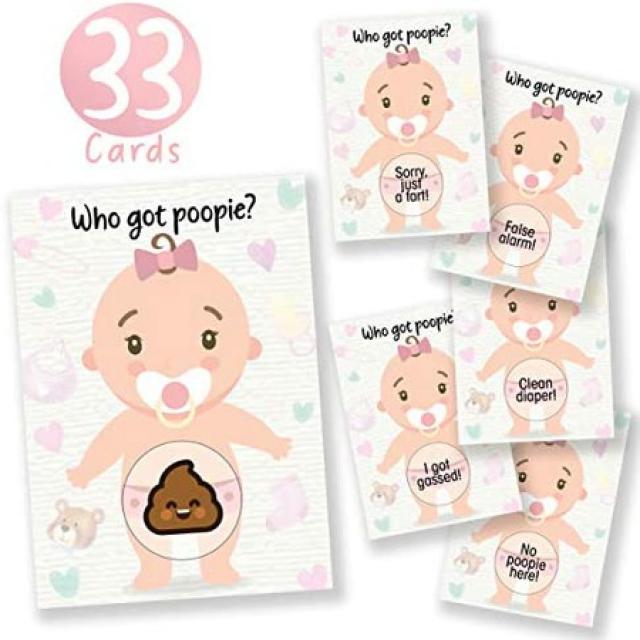 Party Hearty 33명의 소녀들을 위한 베이비 샤워 추첨 카드 게임 푸피 이모티콘 3명의 당첨자 5개의 다, One Color