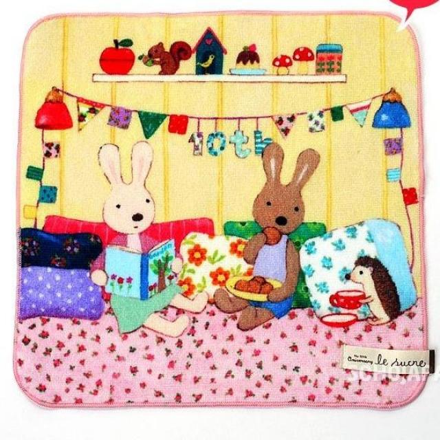 로미로미 만족스러운 흡수성이 좋은 2만원대 선물 귀여운 토끼 르슈크레 미니타올 E-1159103, 1개, 블루-침대