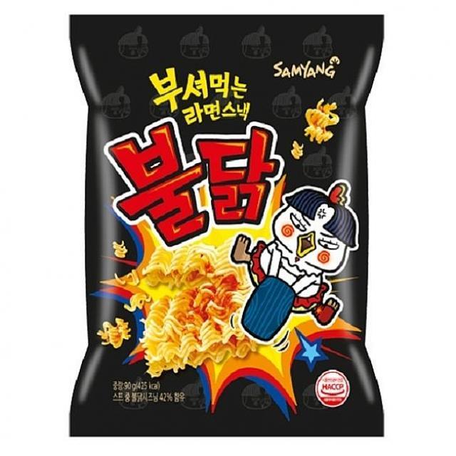 와와마트 부셔먹는라면스넥불닭맛 3입번들 90Gx3x4 라면과자, 1