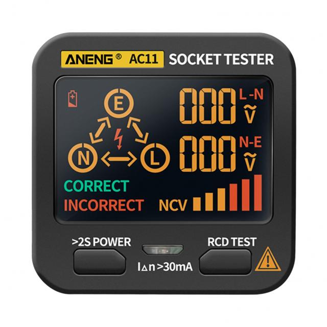 Aneng 배터리없이 상당수의 Ac11의 Lcd 소켓 테스터 그라운드 제로 라인 파이어 와이어 위상 극성 전기 누설 감지기 다기능 검전기 Eu 전달 1개