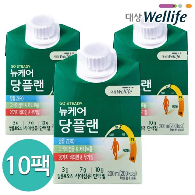 대상웰라이프 뉴케어 당플랜(당뇨식) 30팩 맛있는 당뇨식 당류 0g, 10개, 200ml