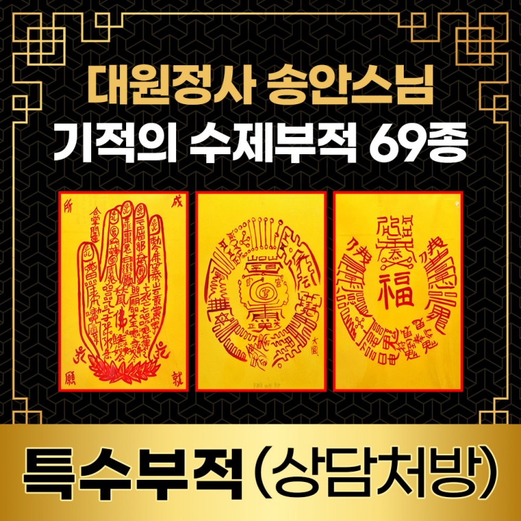 특수부적 상담처방 대원정사 69종 맞춤수제부적 경면주사 부적선택/02 합장소원성취부