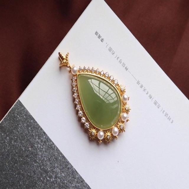 범범스토어 펜던트 천연 밭과 같다 바다 물방울 색상 굉장히 멋지다 소재 옥 초윤