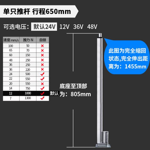 퍼터 퀄리티 플랫 12V24V 말 바닥까지 내려오다 오그라들다 모터 출세하다 50150Q0MM 무 내밀다 2620440377, 여정 650mm