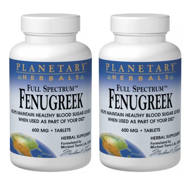 Planetary Herbals 플렌터리허벌스 풀스펙트럼 호로파씨앗 추출물 600mg 120정(병당 약4개월), 1mg, 2개