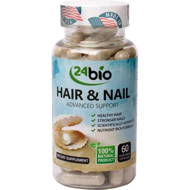 [Collagen] 24bio 내추럴 헤어 피부 및 네일 보조제 멀티 비타민 컴플렉스 말꼬리 추출물 가득 히알루 론산 길고 강한 모발 및 손톱을위한 비오틴 건강한 윤기, 1set, 1set