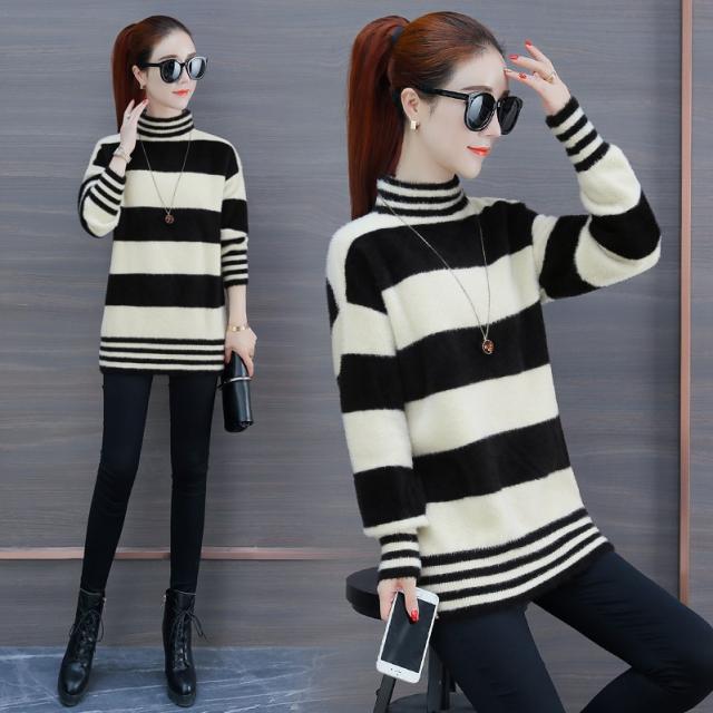 왕직구 스웨터 의 규율 천백 인자함 목폴라 인조 밍크 기모 여성 숏 두꺼운 겨울 가을 외 입다