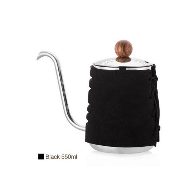 스테인리스 스틸 핸드 드립 주전자, 300ml 500ml, 매우 좁은 구즈넥 스파우트 및 합성 가죽 포장
