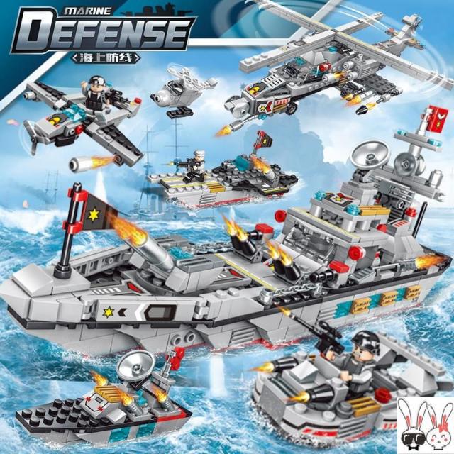 블록 조립 완구는 10세 이상의 성인 난이도에서 미립자를 조립할 수 있는 대형 남자아이의 지능을 향상시킨다Z, 공작새 8 합 1 해상 방어선