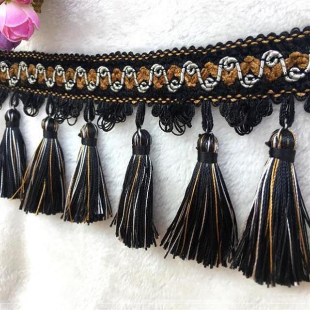 마크라메 커튼 레이스 장식 패치워크 구슬 팬던트 하단 더길어진 바닥주변 실내 복고 소프트 패브릭 식탁보, T02-블랙 일미터의 값어치가 있다 재단판매 K