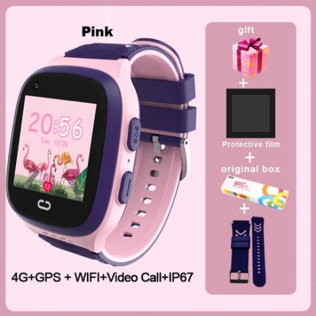  해외직구 Lt31 4g 아이 스마트 워치 Wifi Gps 추적자 아기 전화 시계 Sos Hd 영상 외침 접촉 스크린 Ip67 방수 아이들의 Smartwatch Metagraph Pinkaddstrap_china | European