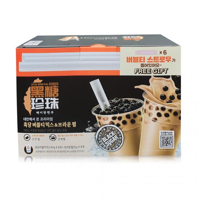 헤이탕쩐주 브라운슈가 버블티 믹스 270g + 브라운펄 6T 210g 세트, 1세트, 480ml