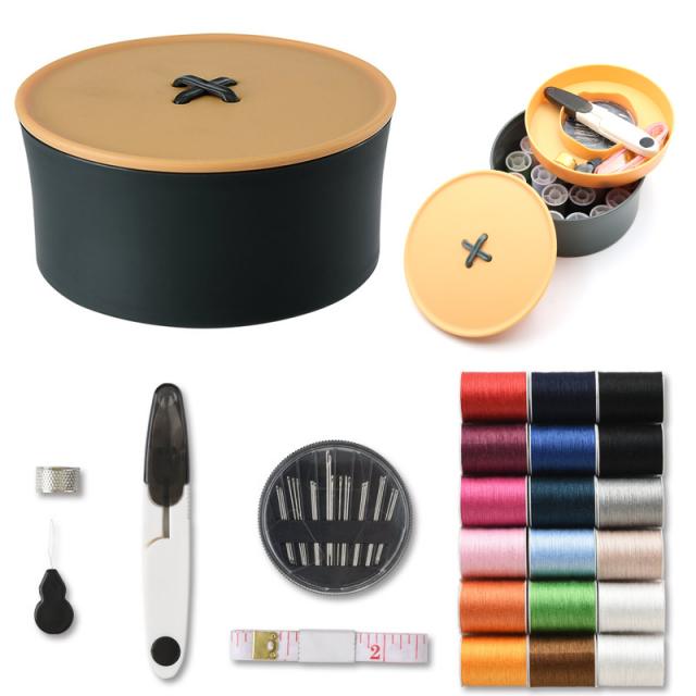 일곱바퀴 다목적공구세트 가정용 휴대 바느실케이스 멀티 기숙사 홈 바느실가방 바늘 수납함 수선바느질 도구, 보통 빠르다 건네주다 엘로 그린 버튼