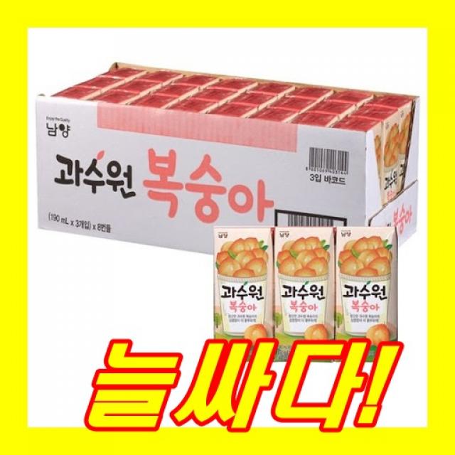 남양유업 과수원 복숭아 190ml*24입, 24개입, 190ml