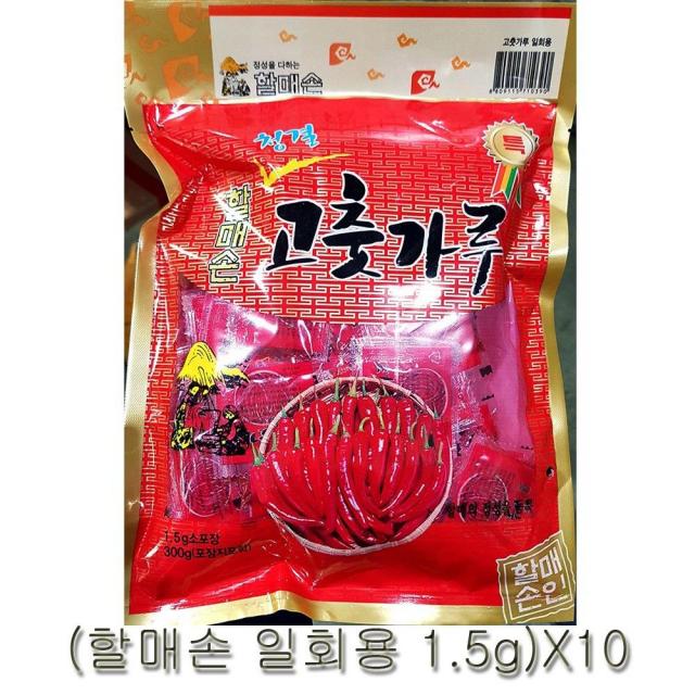 [생활:건강] 할매손 고춧가37x5Ex28루 일회용 1.5g 10개 N/W:JT+ N3, 1