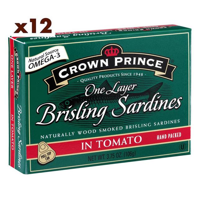 Crown Prince 크라운 프린스 훈제 정어리 Smoked Sardines In Tomato 106g 12개