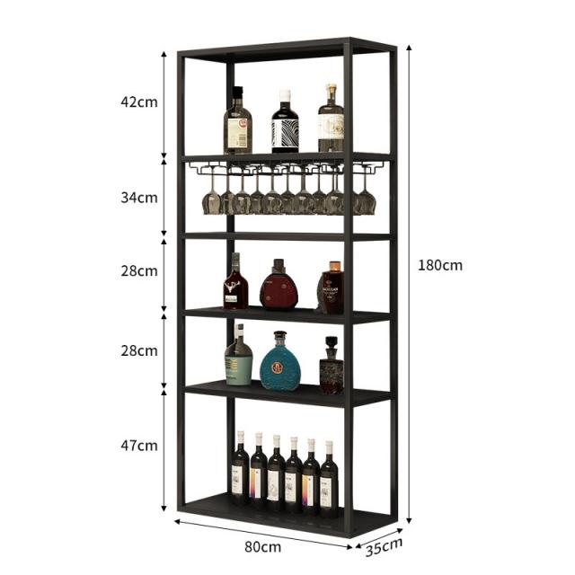 와인잔 걸이 549# 공업풍 철예가 다층적으로 전시되다커머셜 바 주점 수납주 다소미얼 Z, 검은색 와인 컵받침대 - 80*35*180cm