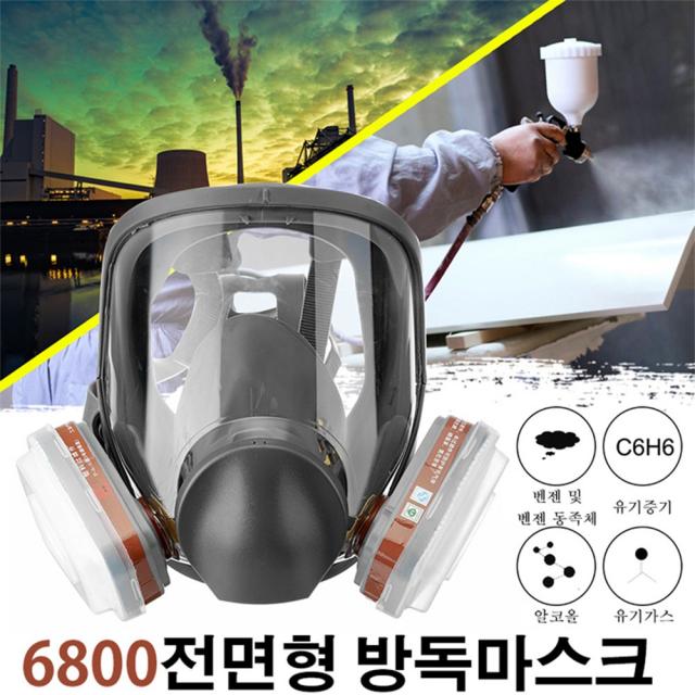 INSMA 6800전면형 방독면 방독마스크, 1개