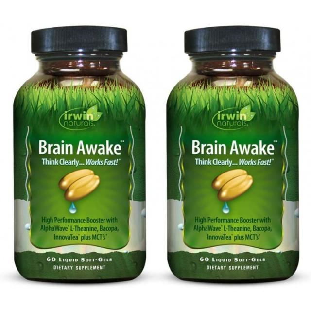 Irwin Naturals Brain Awake Enhanced Mental Performance 집중력 향상 명료성 및 집중력 향상 - L-The, 1