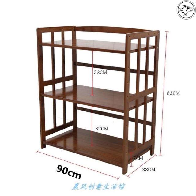 전자렌지수납장 대나무 찬장 가정용 맹종죽 주방 전자레인지 오븐 캐비닛 다층 스탠드형 원목 수납선반 냄비, T17-다갈색 두꺼운 실용적인 90직사각형 3층