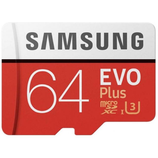 어댑터가 장착 된 Samsung 64GB MicroSDXC EVO Plus 메모리 카드 (MB-MC64GA), 1