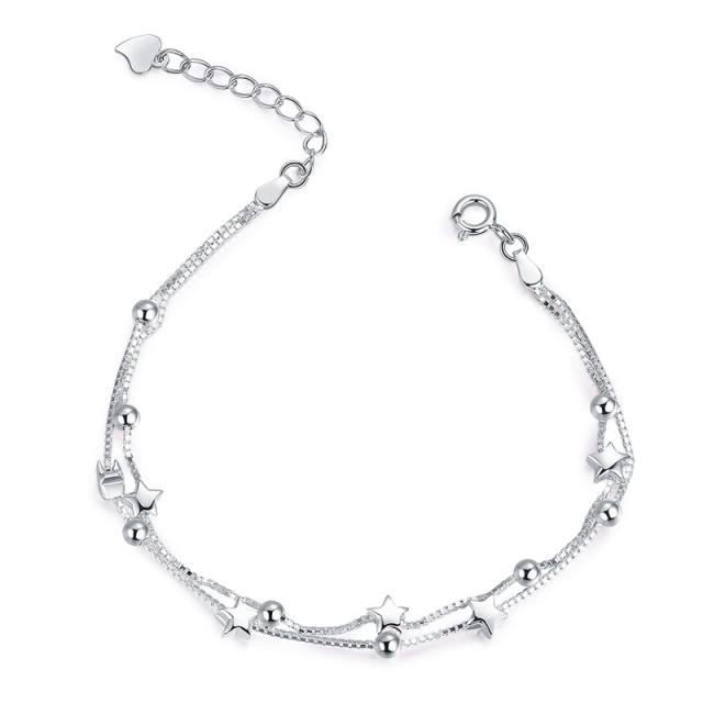 Decoration 스털링 실버999 별 팔찌 봄 볼팔찌 체인 은 로즈 커플 생일 발렌타인데이 선물