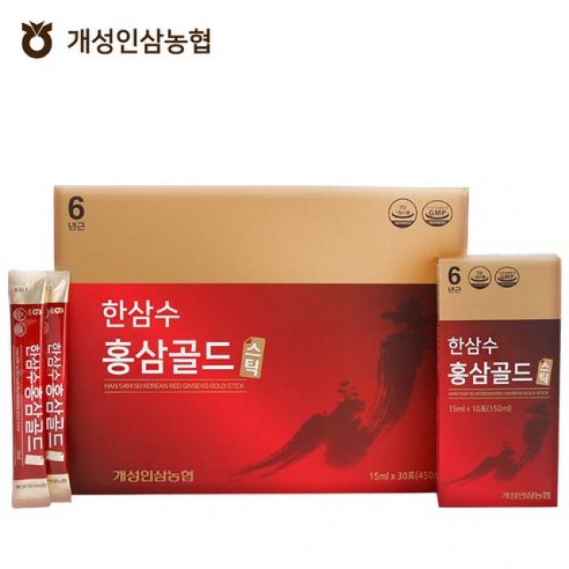 개성인삼농협 한삼수 홍삼골드 스틱 15 ml 30포 홍삼액 홍삼, 1개