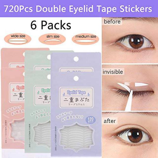 720 개 / 6 팩 눈꺼풀 테이프 스티커 자연 보이지 않는 단일 의료 사용 눈꺼
