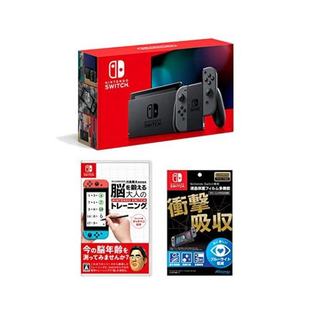 Nintendo Switch 본체 (닌텐도 스위치) Joy-Con (L) / (R) 그레이 + 도호쿠 대학 고령 의학 연구소 카와시마 류타 교수 감수 뇌를 단련하는 어른의 Nint, 단일상품