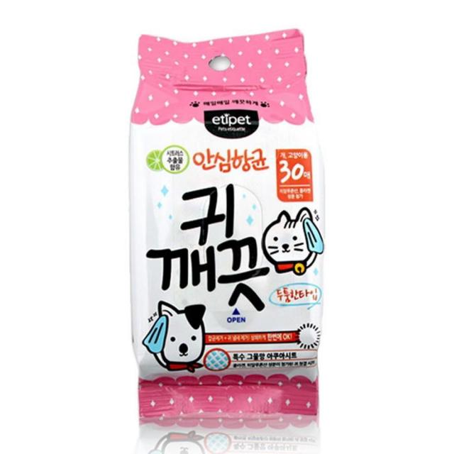 귀속잡균제거 강아지티슈 30매 2개 애견물티슈 펫귀