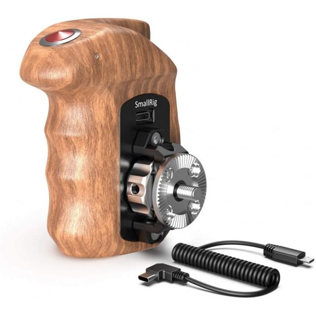 소니 미러리스 카메라용 기록적인 시작/정지 원격 트리거가 장착된 SmallRig 우측 목재 핸들 손잡이 - HSR2511, 단일옵션
