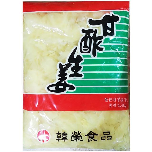 한영농수산물 W66736AGH 1.4kg X10 감 게장 깻잎 대하 명이나물 묵은지 백 새우 생 생강 생강절임 식당 식자강절임 식자강초절임 식자재 업소용 연어 오이 오징어젓 장 장아찌 재료 적 전복 절임생강 진미채 쭈꾸미 초밥 초생강 초절임생강 칵테일 횟집, GG 1